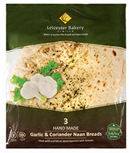 Leicester Bakery  3 x Garlic & Coriander Naan Bread